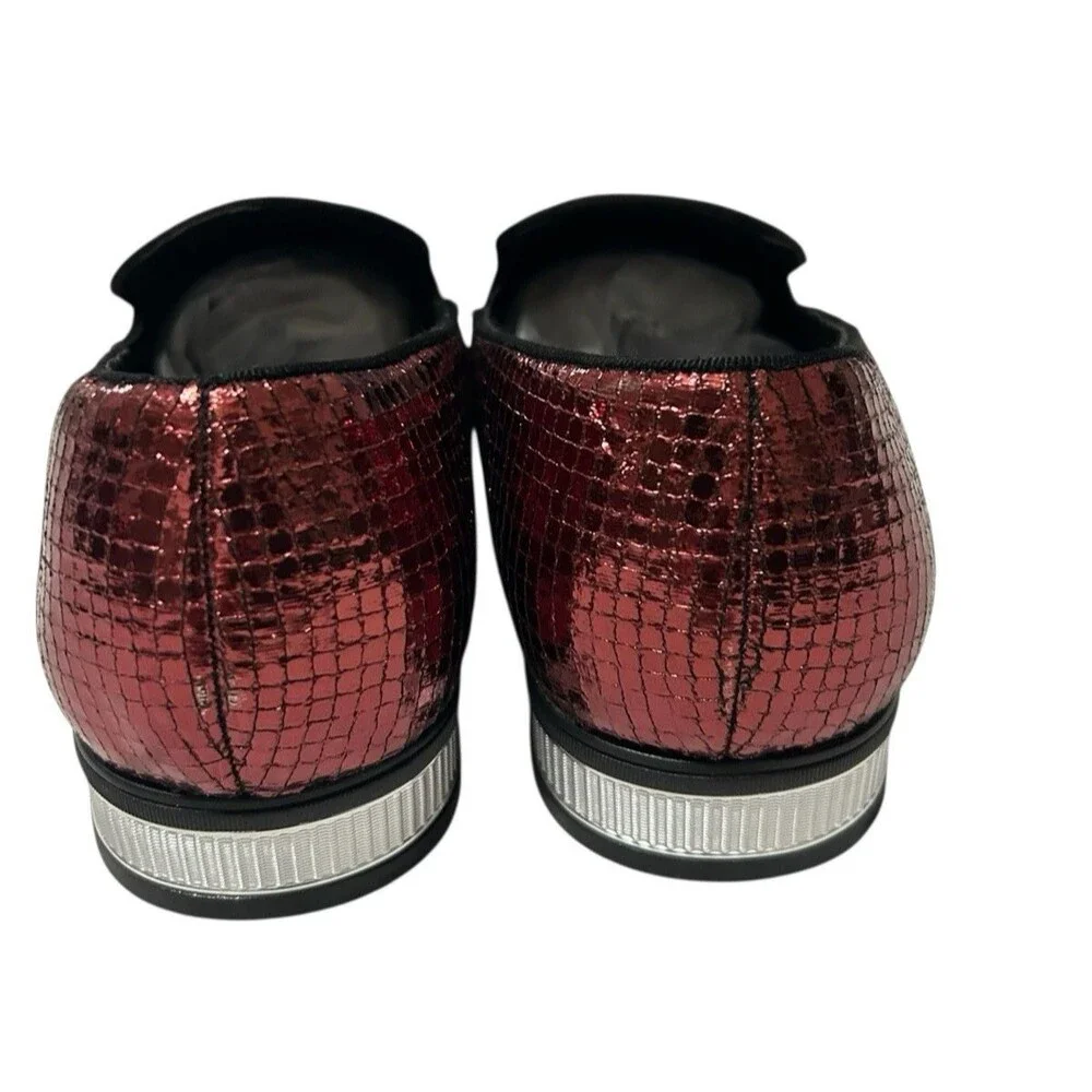 After Midnight Men's Sequins Burgundy Loafer Fashion Party  Dress Shoes Size 8.5